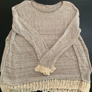 Free People gray and white Summer Sweater